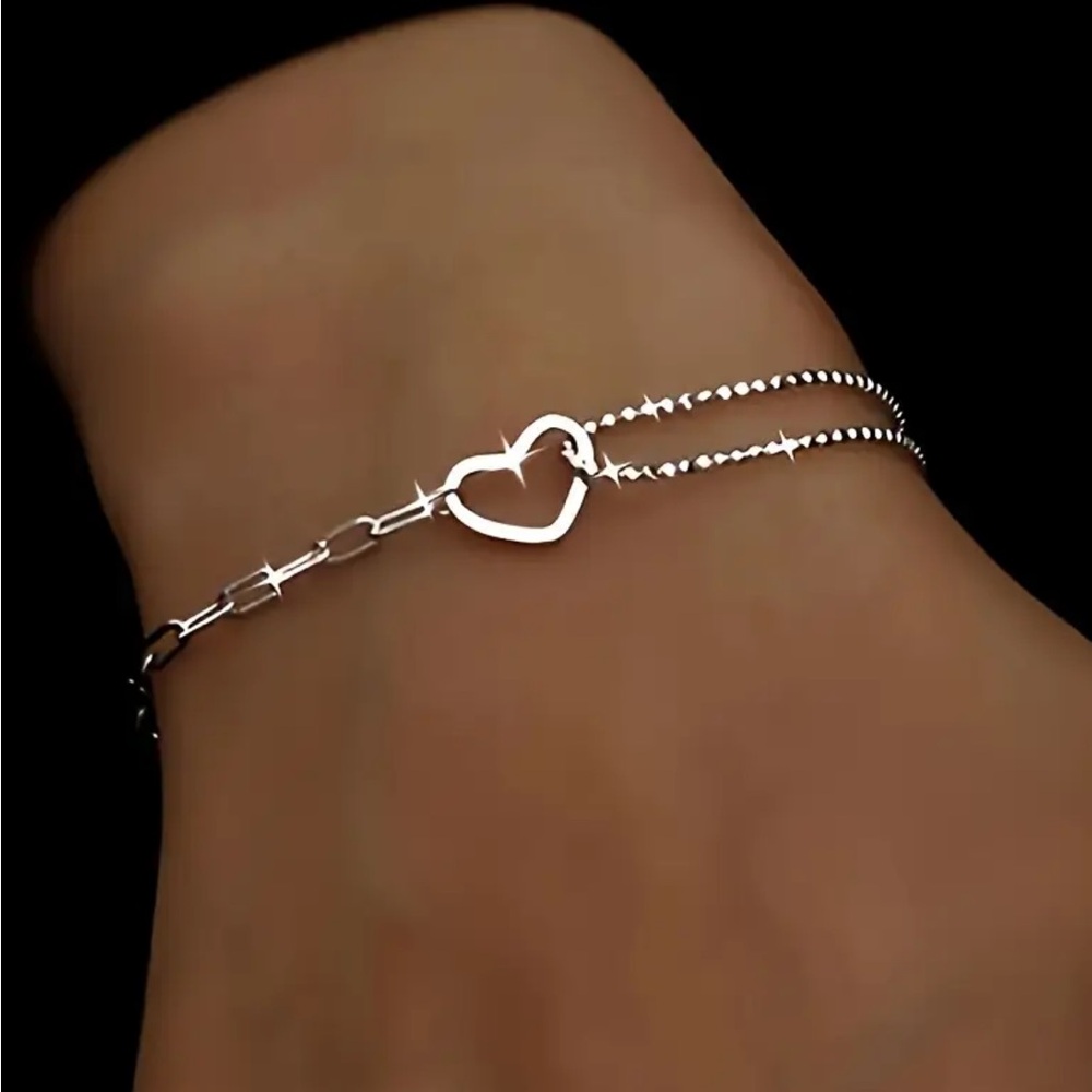 Sterling Silver Plated Heart Bracelet